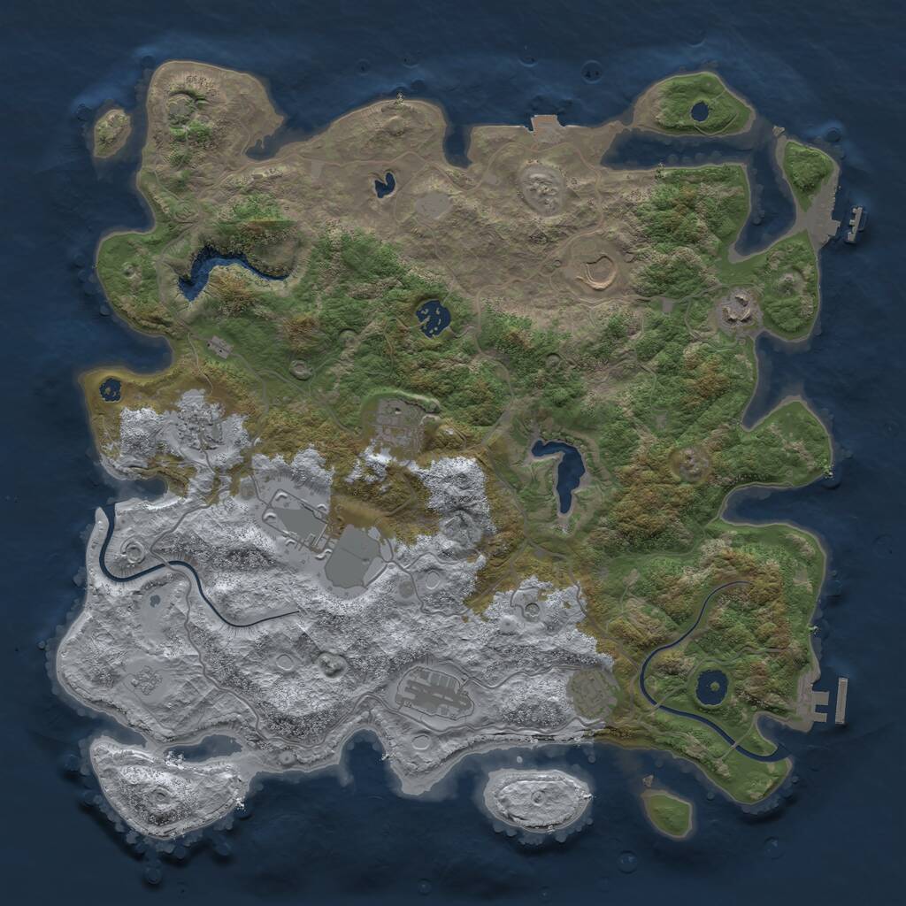 Rust Map: Procedural Map, Size: 4000, Seed: 2115216962, 14 Monuments