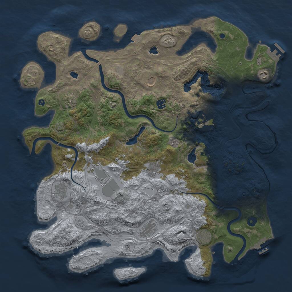 Rust Map: Procedural Map, Size: 4500, Seed: 1366494564, 17 Monuments