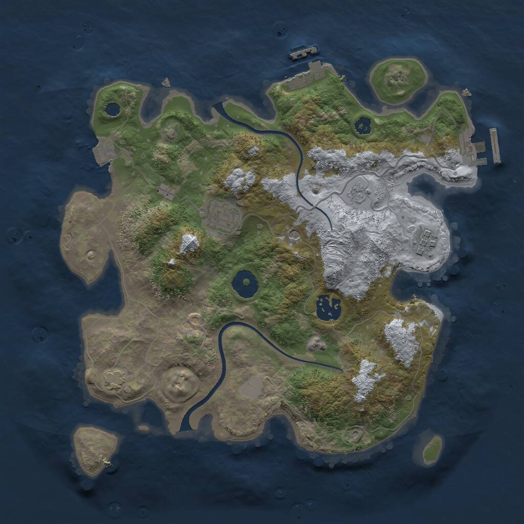 Rust Map: Procedural Map, Size: 3000, Seed: 96932, 9 Monuments