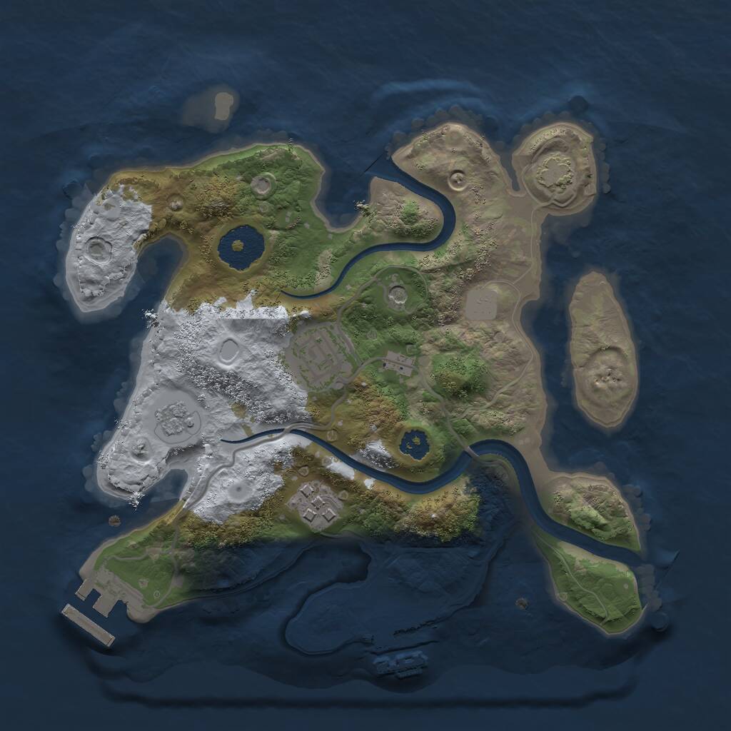 Rust Map: Procedural Map, Size: 2500, Seed: 1198610397, 8 Monuments