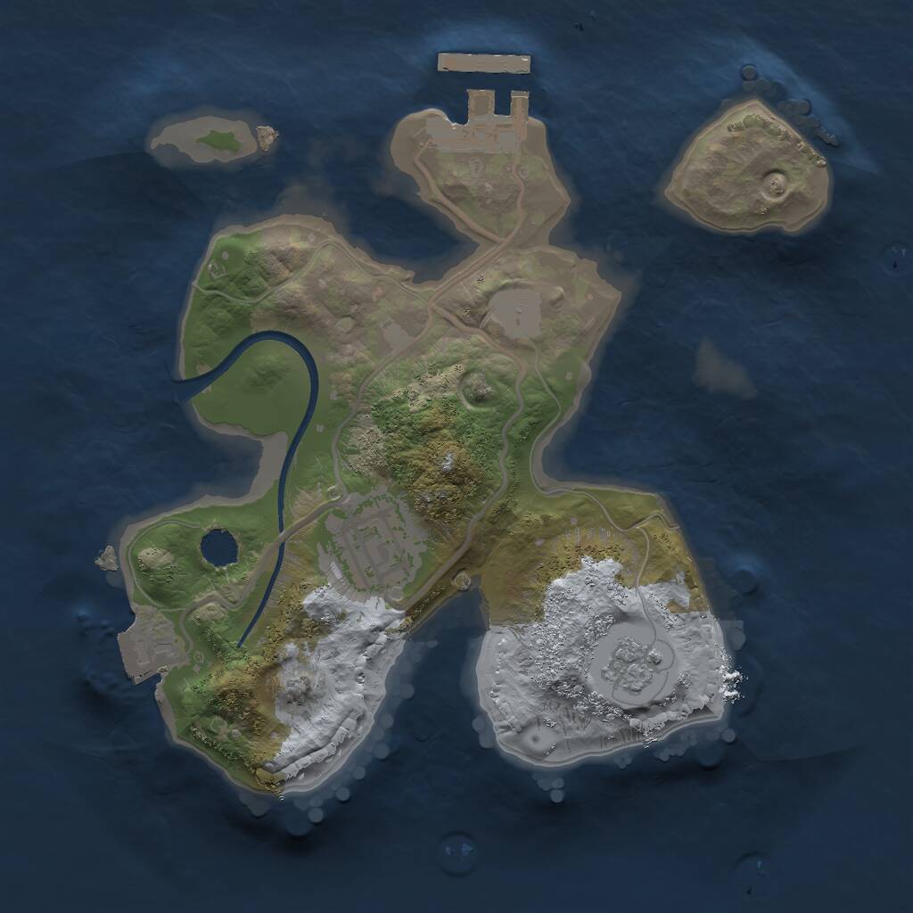 Rust Map: Procedural Map, Size: 2000, Seed: 1257349249, 4 Monuments