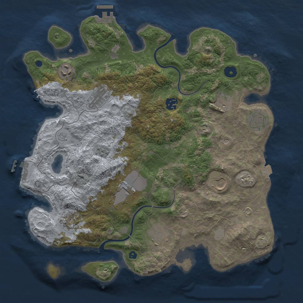 Rust Map: Procedural Map, Size: 3700, Seed: 2008829964, 16 Monuments