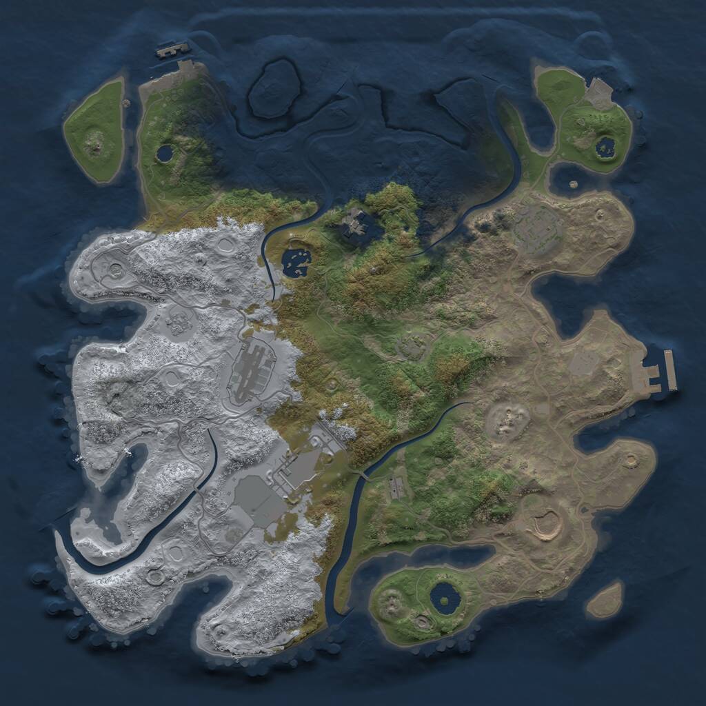 Rust Map: Procedural Map, Size: 3500, Seed: 980648602, 12 Monuments