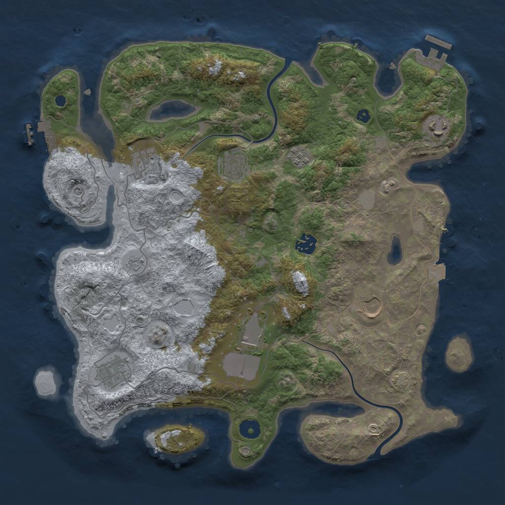 Rust Map: Procedural Map, Size: 3700, Seed: 283171368, 14 Monuments
