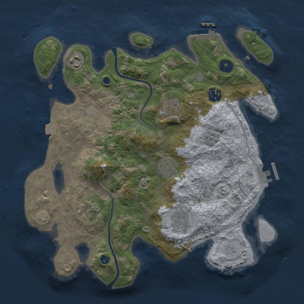 Rust Map: Procedural Map, Size: 3400, Seed: 606026, 13 Monuments