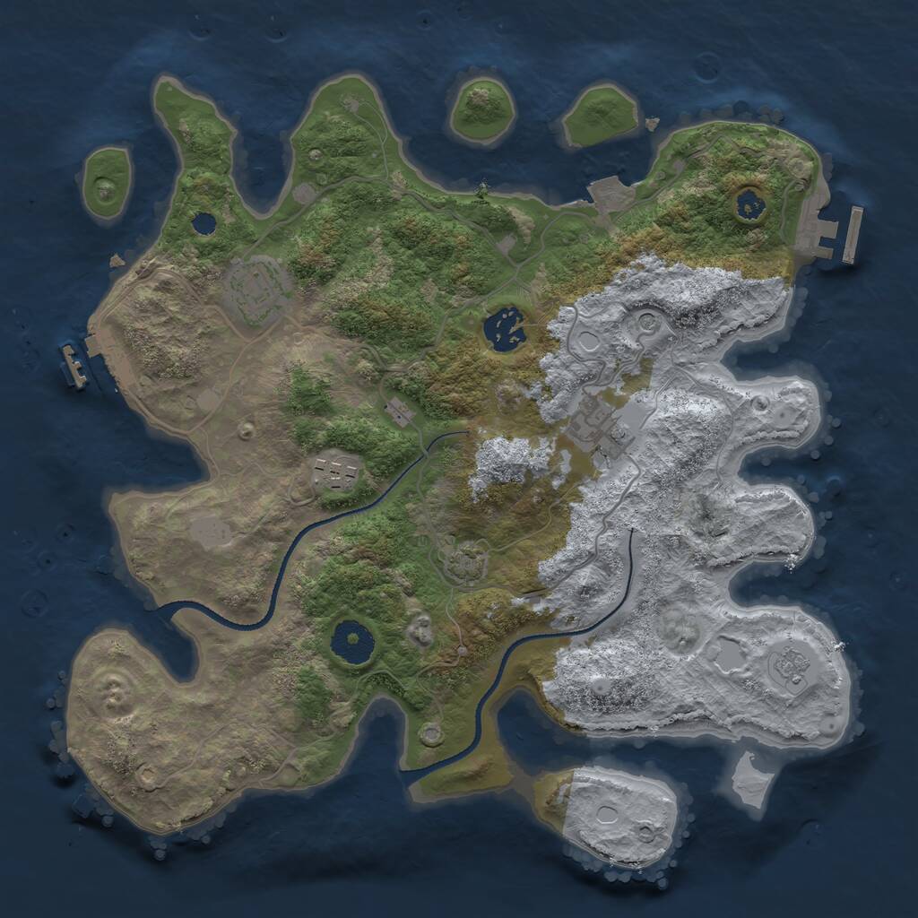 Rust Map: Procedural Map, Size: 3250, Seed: 263687241, 10 Monuments