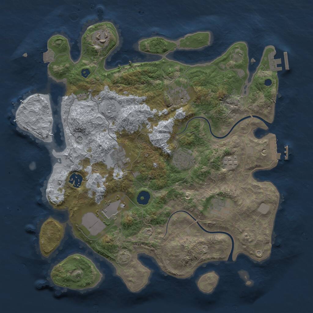 Rust Map: Procedural Map, Size: 3500, Seed: 1422341991, 14 Monuments