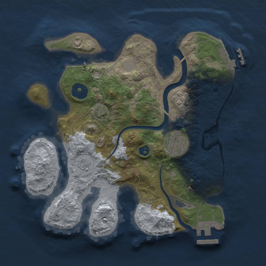 Rust Map: Procedural Map, Size: 2500, Seed: 639360134, 7 Monuments