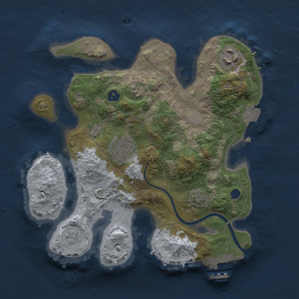 Rust Map: Procedural Map, Size: 2500, Seed: 639360134, 6 Monuments