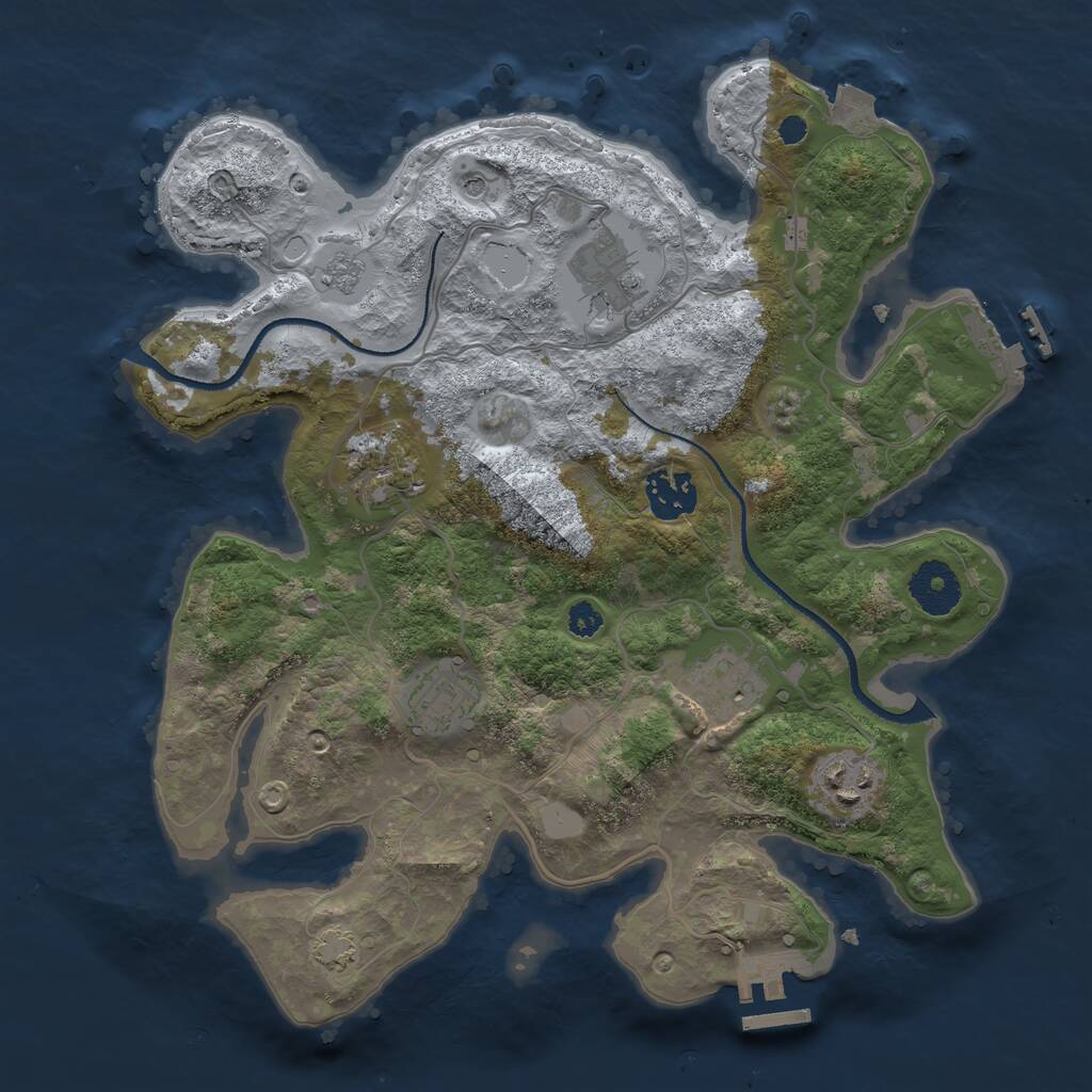 Rust Map: Procedural Map, Size: 3200, Seed: 189912643, 12 Monuments