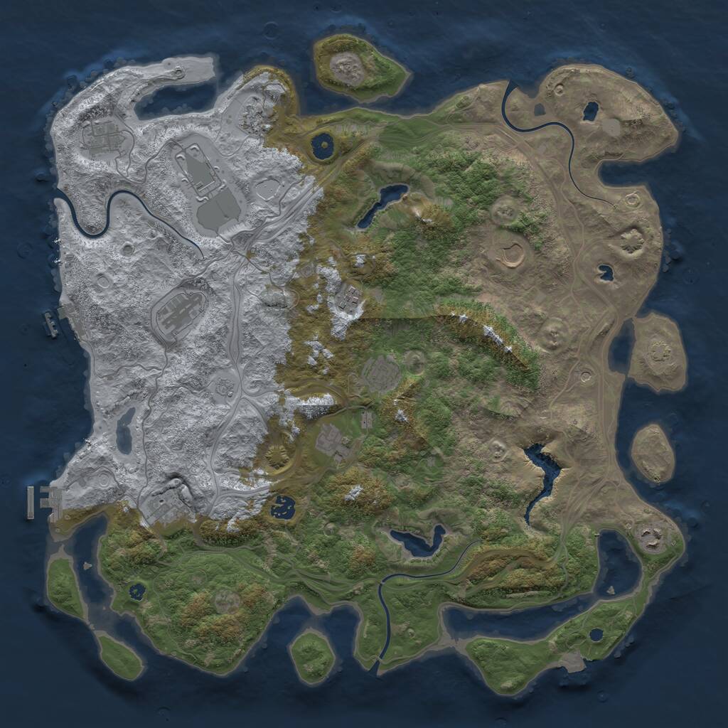Rust Map: Procedural Map, Size: 4500, Seed: 98765411, 17 Monuments
