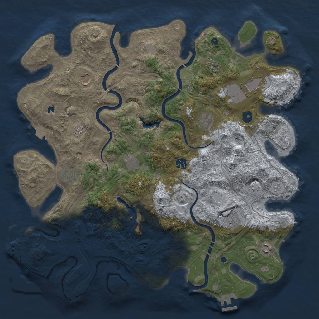 Rust Map: Procedural Map, Size: 4300, Seed: 1847643, 16 Monuments