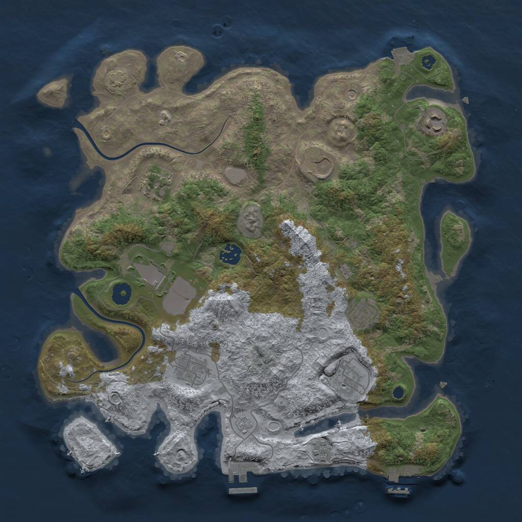 Rust Map: Procedural Map, Size: 3750, Seed: 9896354, 15 Monuments