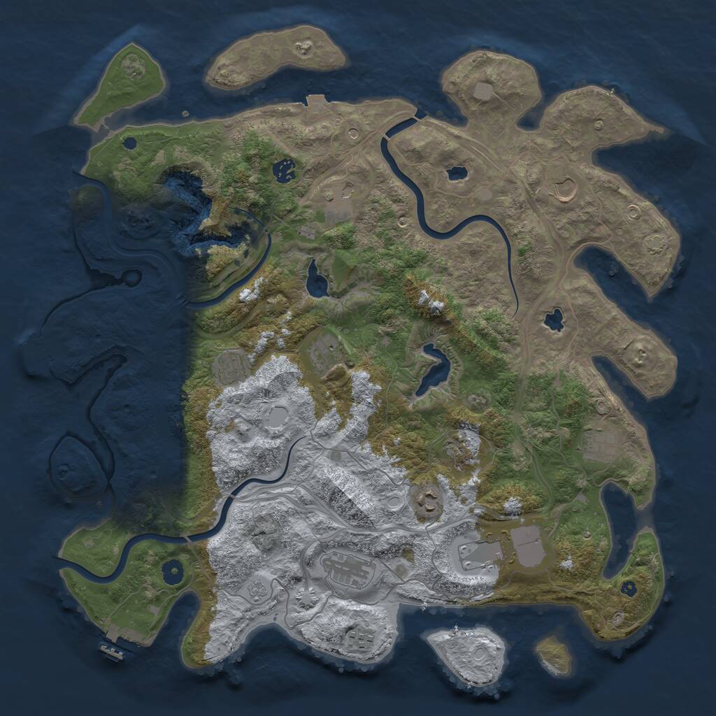 Rust Map: Procedural Map, Size: 4500, Seed: 4846846, 17 Monuments