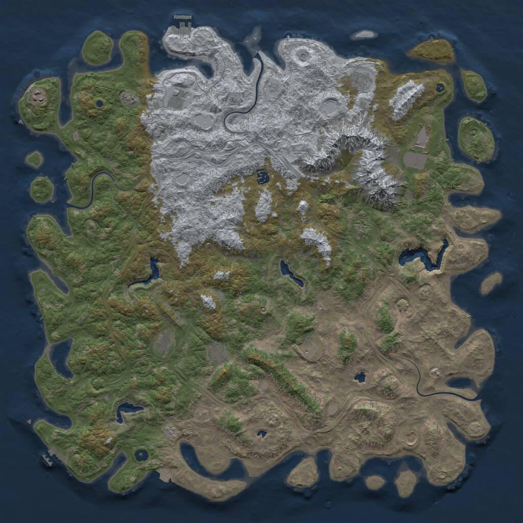 Rust Map: Procedural Map, Size: 6000, Seed: 760814, 17 Monuments