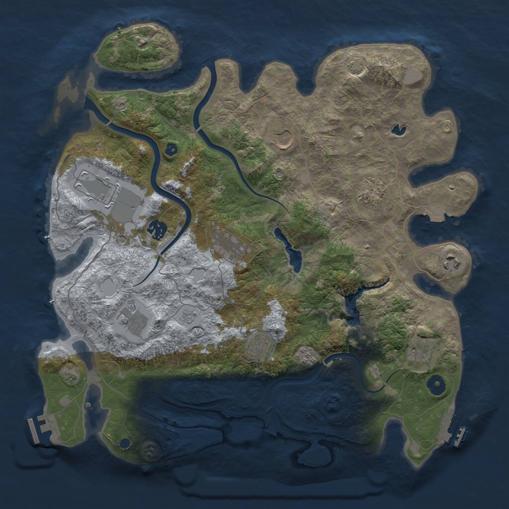 Rust Map: Procedural Map, Size: 4000, Seed: 298907, 16 Monuments