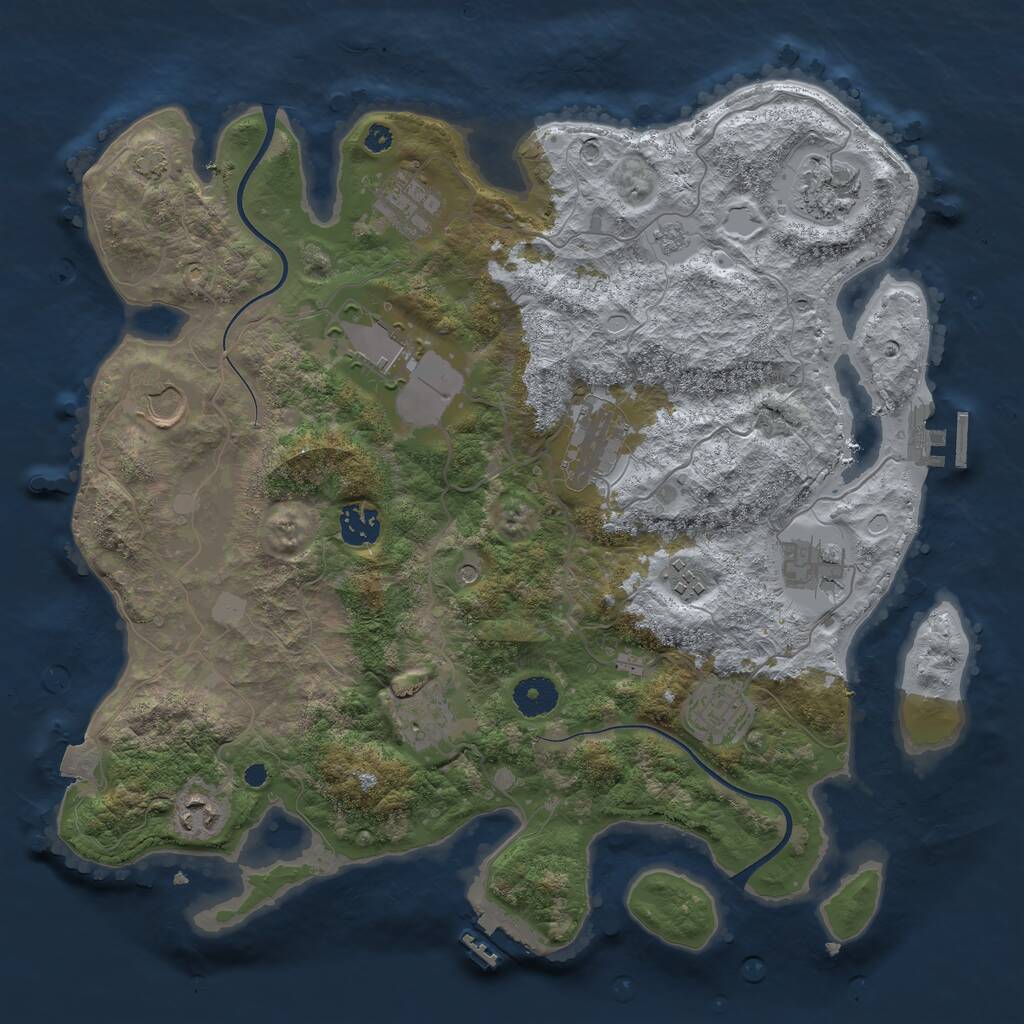 Rust Map: Procedural Map, Size: 3700, Seed: 1409287999, 17 Monuments