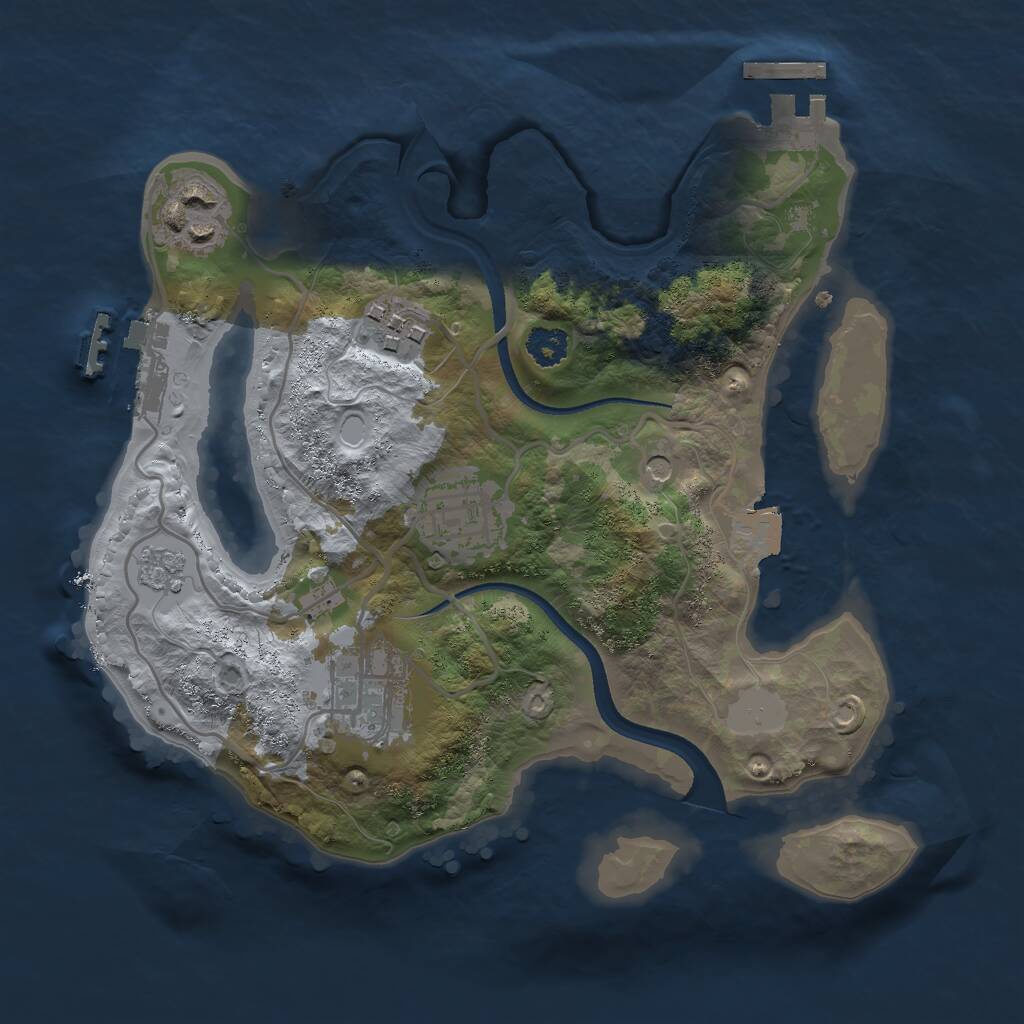 Rust Map: Procedural Map, Size: 2500, Seed: 113248987, 9 Monuments