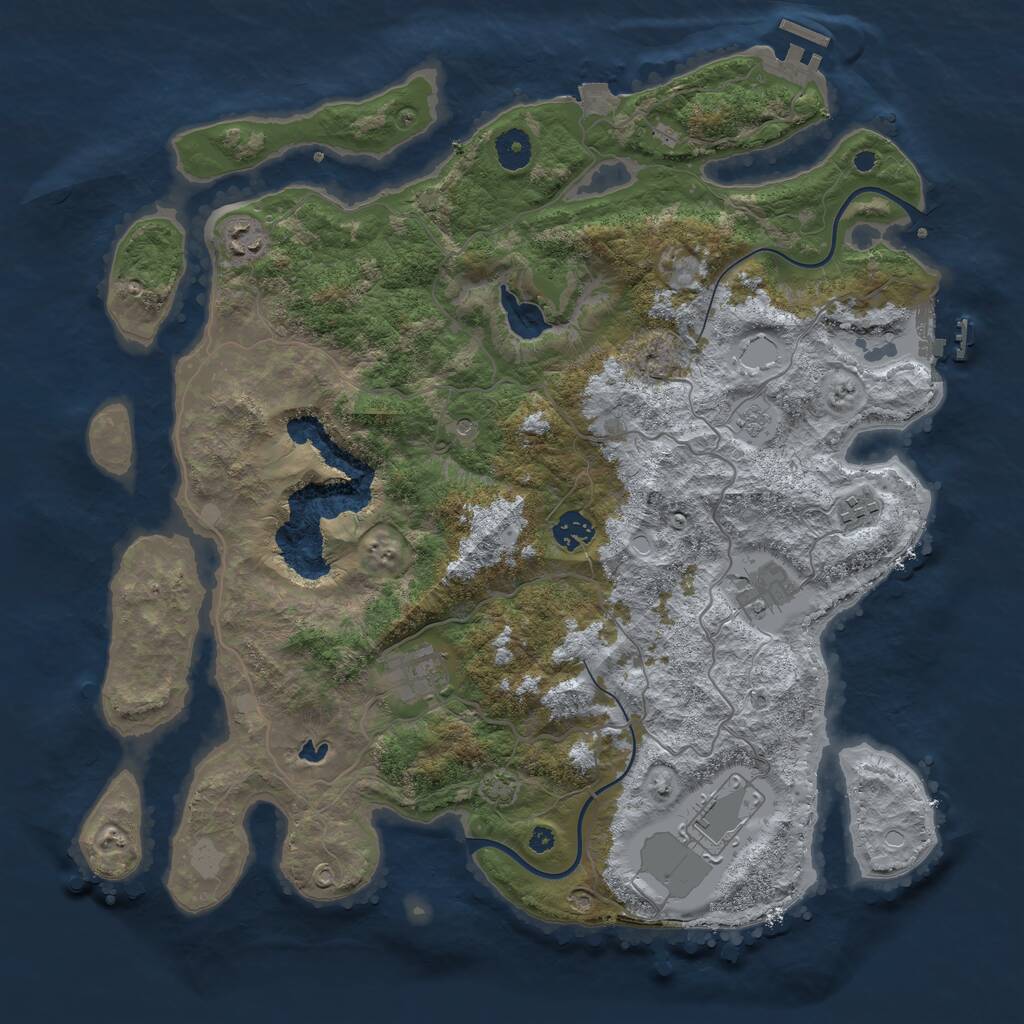 Rust Map: Procedural Map, Size: 4000, Seed: 231122558, 12 Monuments