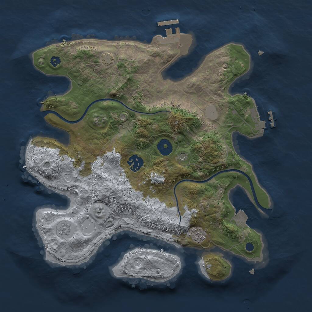 Rust Map: Procedural Map, Size: 3000, Seed: 25660, 8 Monuments