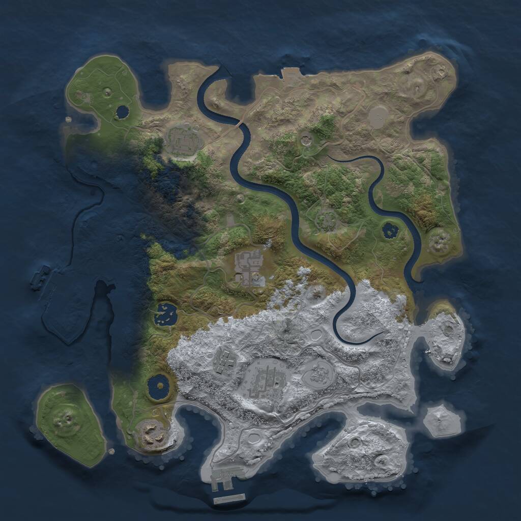 Rust Map: Procedural Map, Size: 3300, Seed: 778373330, 12 Monuments