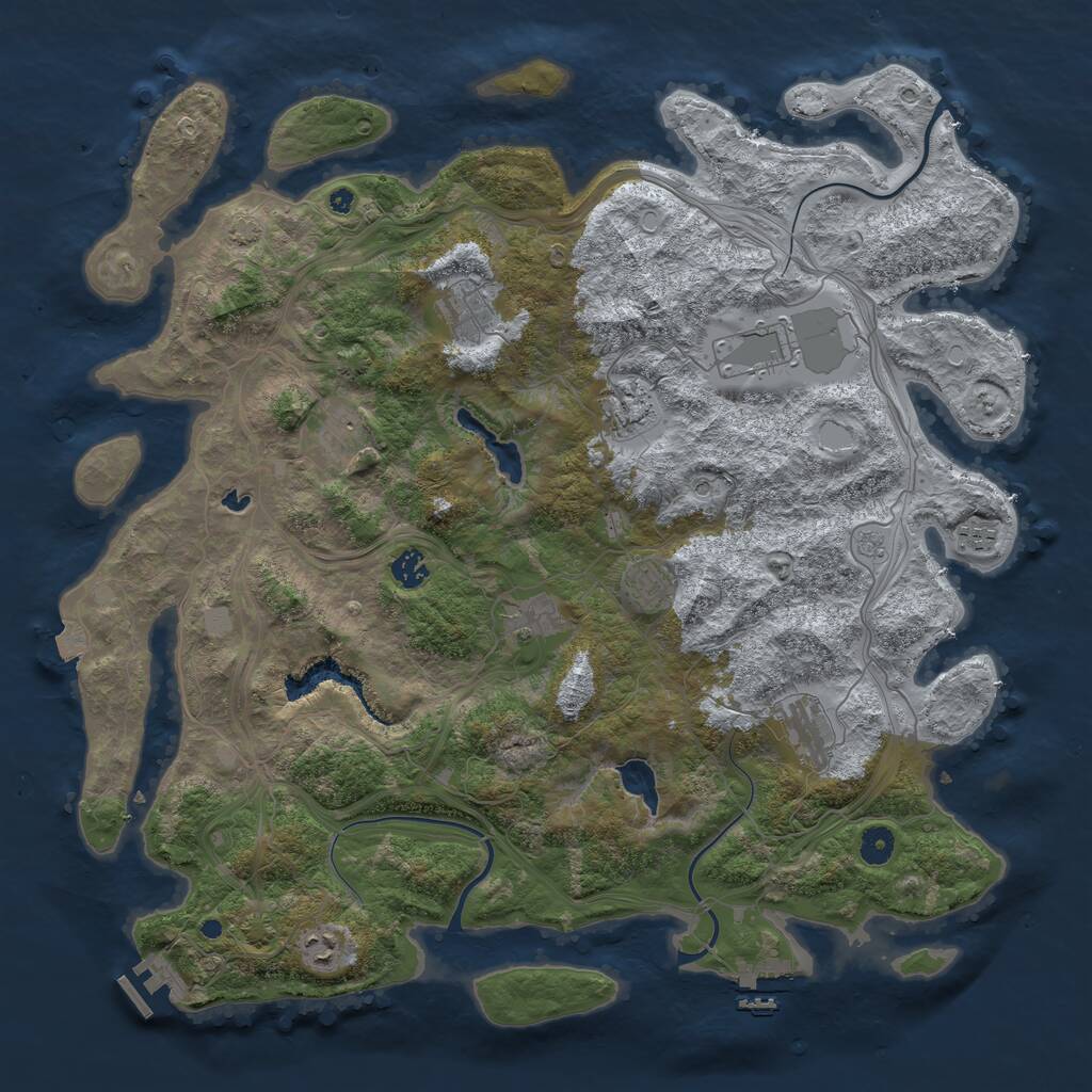Rust Map: Procedural Map, Size: 4500, Seed: 64526301, 16 Monuments