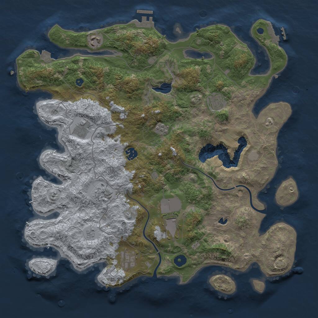 Rust Map: Procedural Map, Size: 4000, Seed: 1825430958, 14 Monuments
