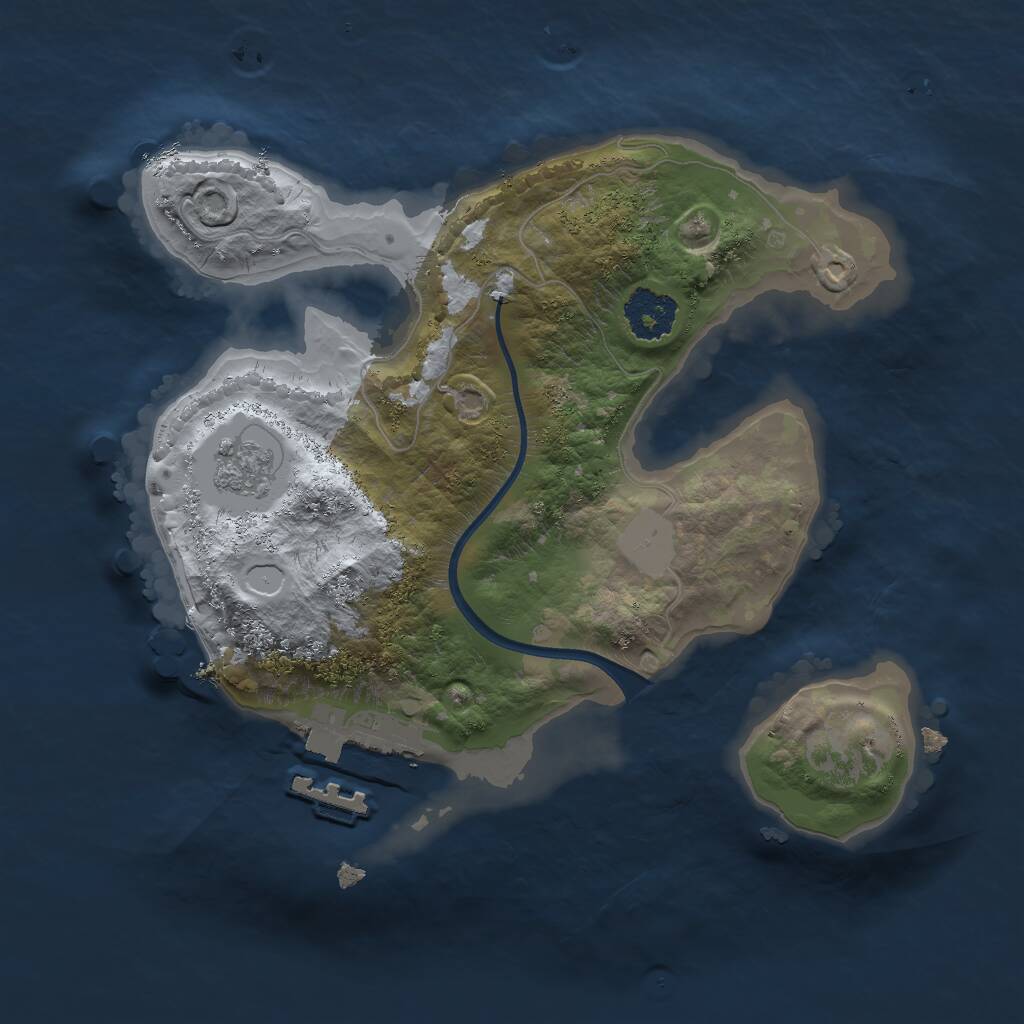 Rust Map: Procedural Map, Size: 2000, Seed: 162324345, 3 Monuments