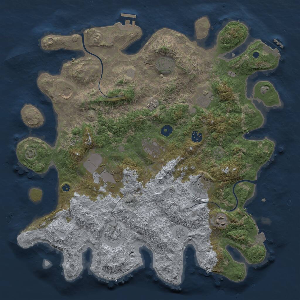 Rust Map: Procedural Map, Size: 3991, Seed: 489211, 16 Monuments
