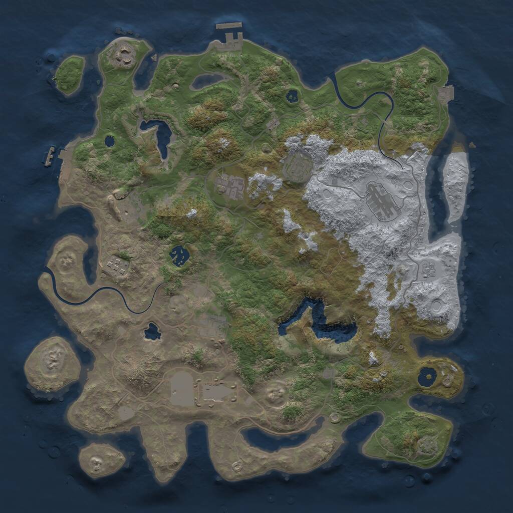 Rust Map: Procedural Map, Size: 4000, Seed: 708108718, 14 Monuments