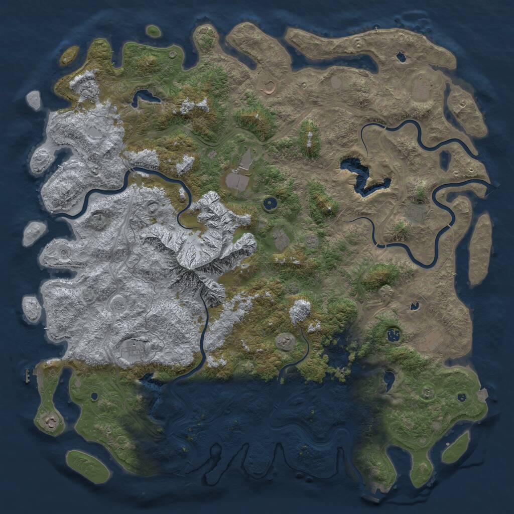 Rust Map: Procedural Map, Size: 6000, Seed: 986826875, 17 Monuments