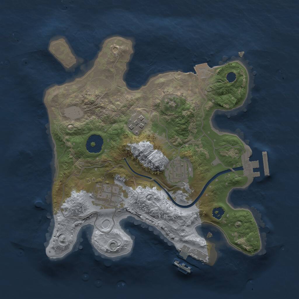Rust Map: Procedural Map, Size: 2500, Seed: 744706, 6 Monuments