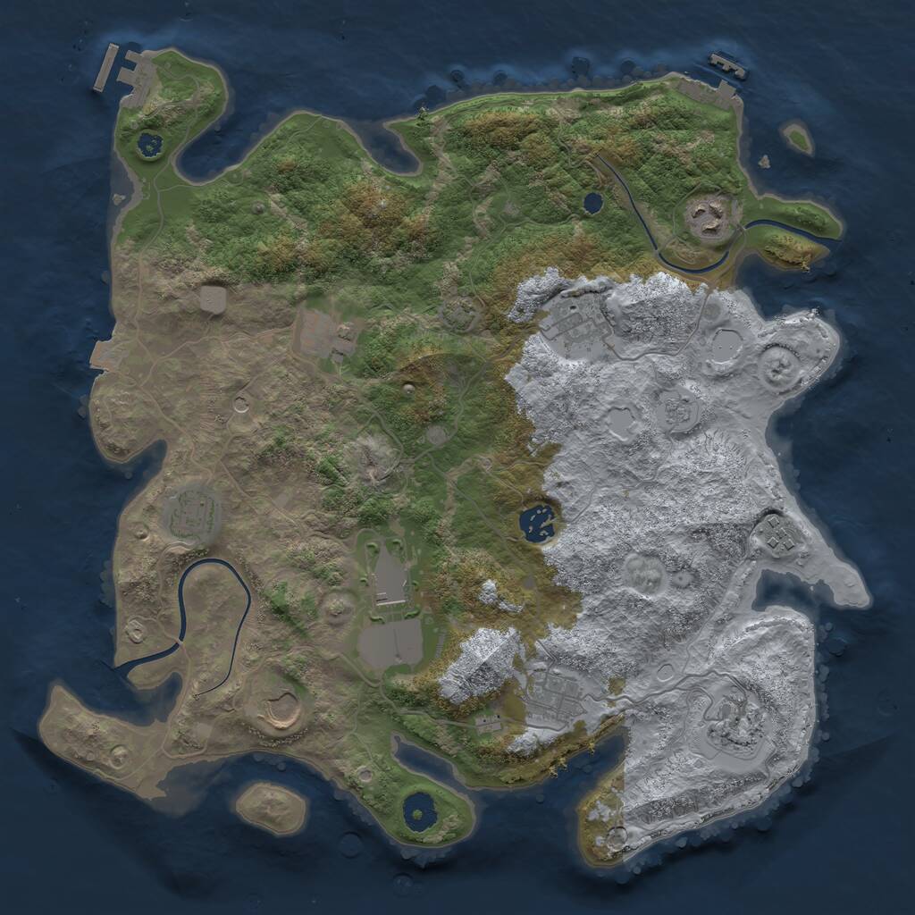 Rust Map: Procedural Map, Size: 3750, Seed: 12533, 16 Monuments