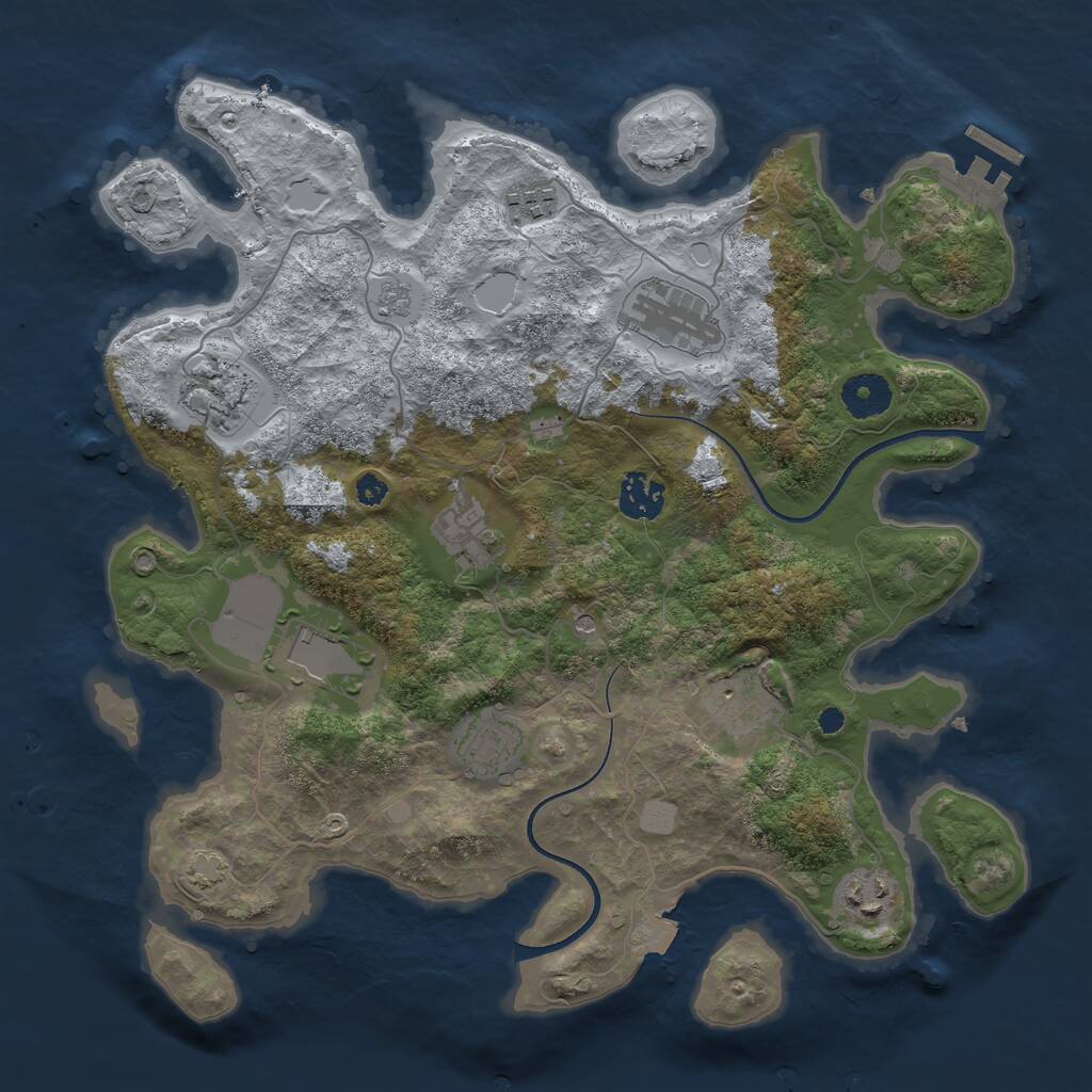 Rust Map: Procedural Map, Size: 3500, Seed: 1139205299, 14 Monuments