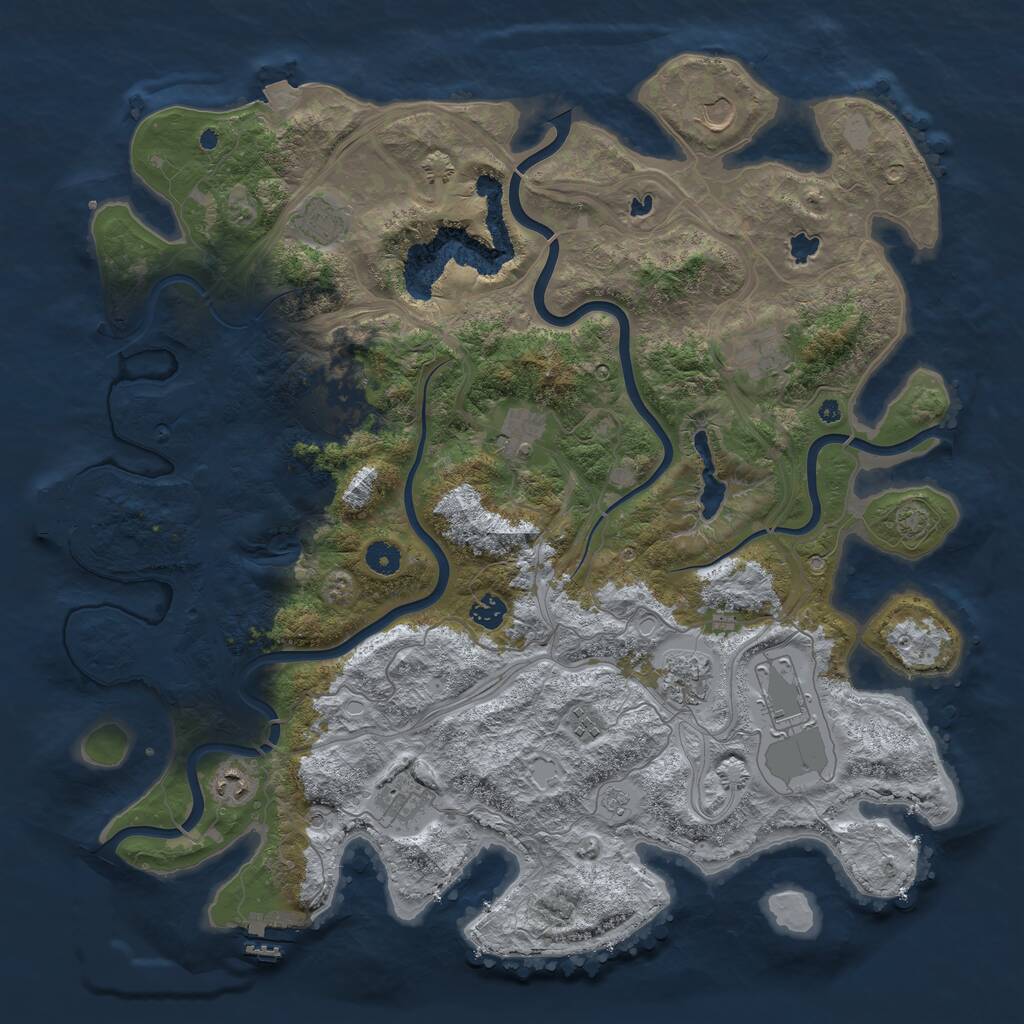 Rust Map: Procedural Map, Size: 4500, Seed: 870476693, 17 Monuments