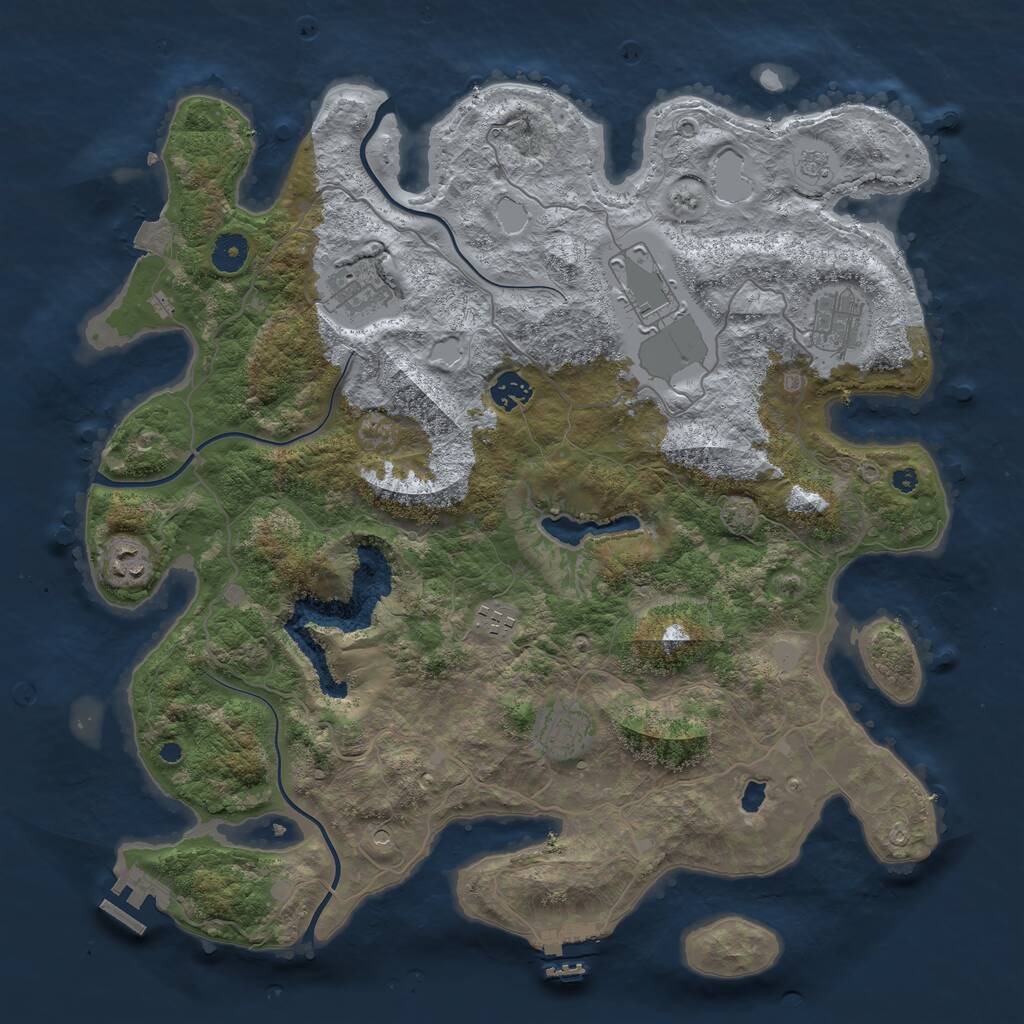 Rust Map: Procedural Map, Size: 4050, Seed: 1547205991, 13 Monuments