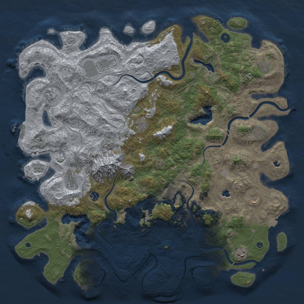 Rust Map: Procedural Map, Size: 5000, Seed: 670512304, 17 Monuments