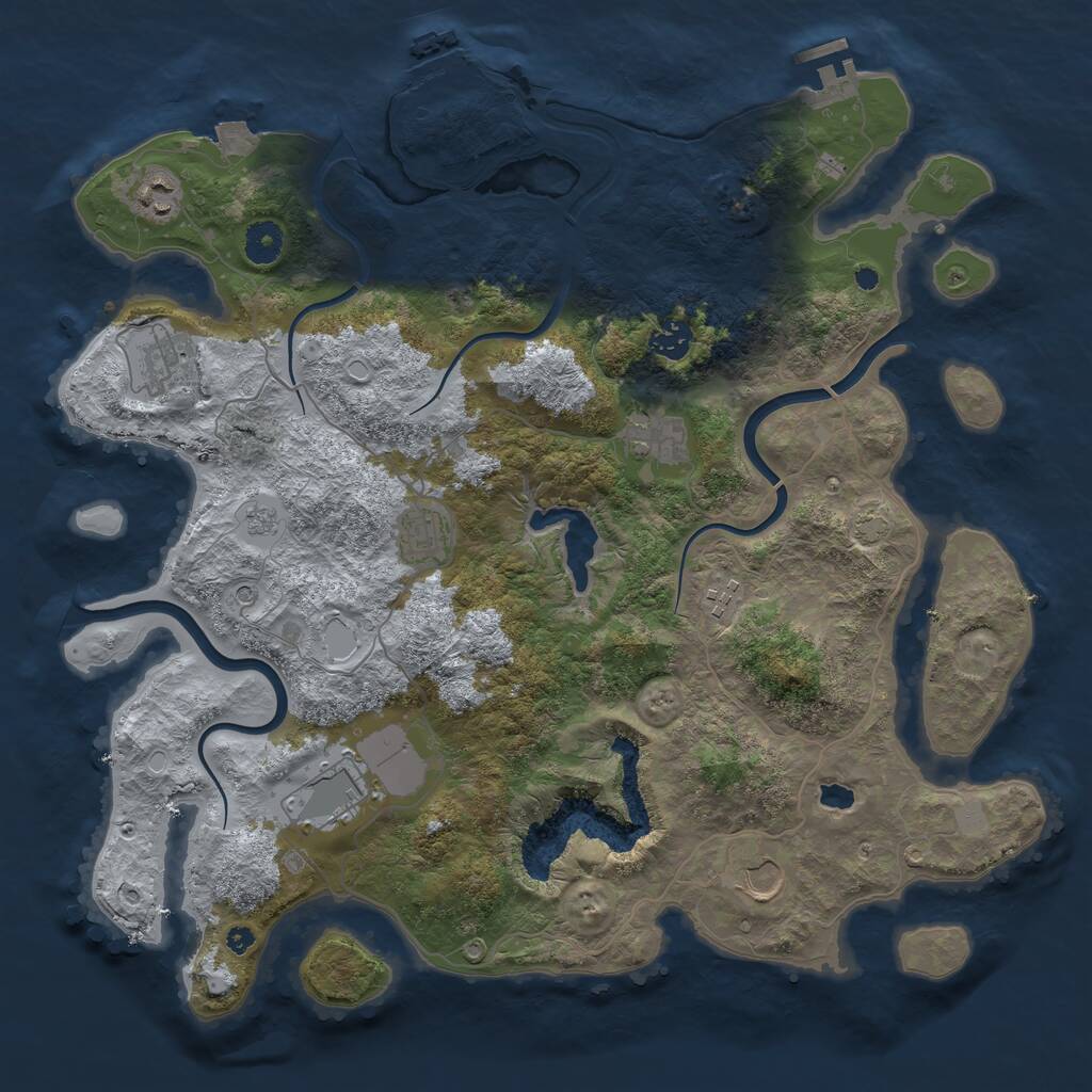Rust Map: Procedural Map, Size: 4000, Seed: 3256249, 14 Monuments