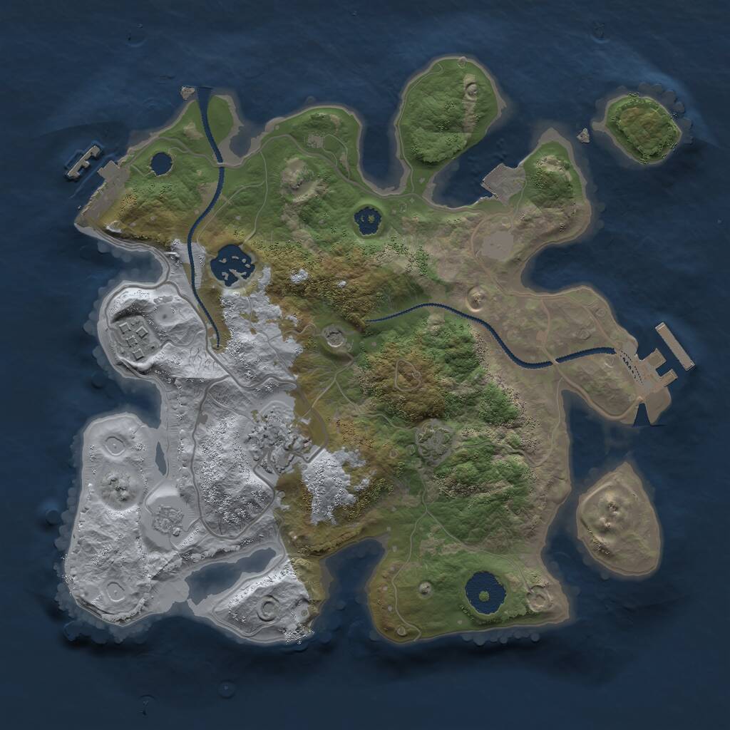 Rust Map: Procedural Map, Size: 2750, Seed: 49986, 9 Monuments