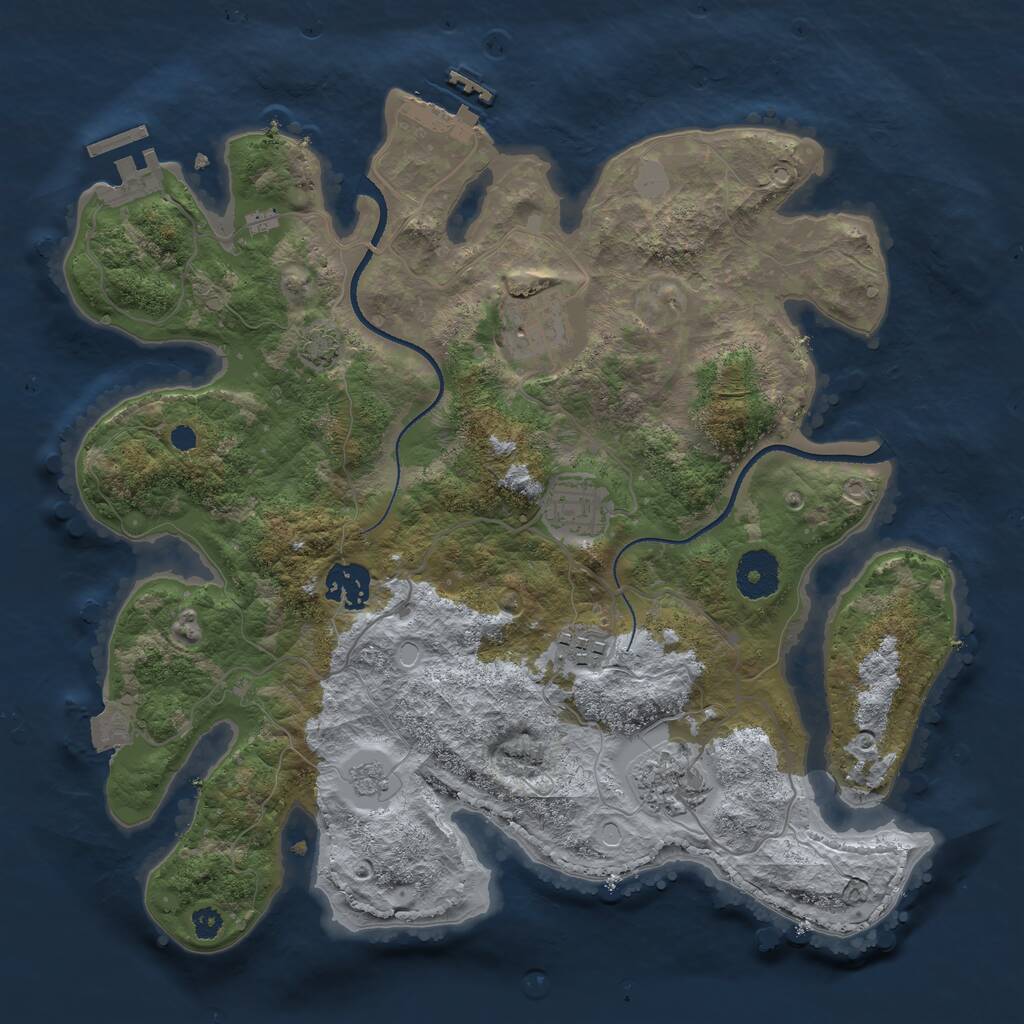 Rust Map: Procedural Map, Size: 3300, Seed: 1956437677, 10 Monuments