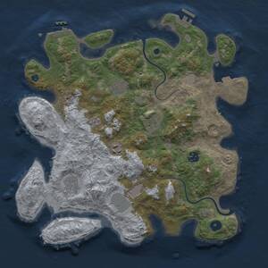 Thumbnail Rust Map: Procedural Map, Size: 3700, Seed: 1790372990, 13 Monuments