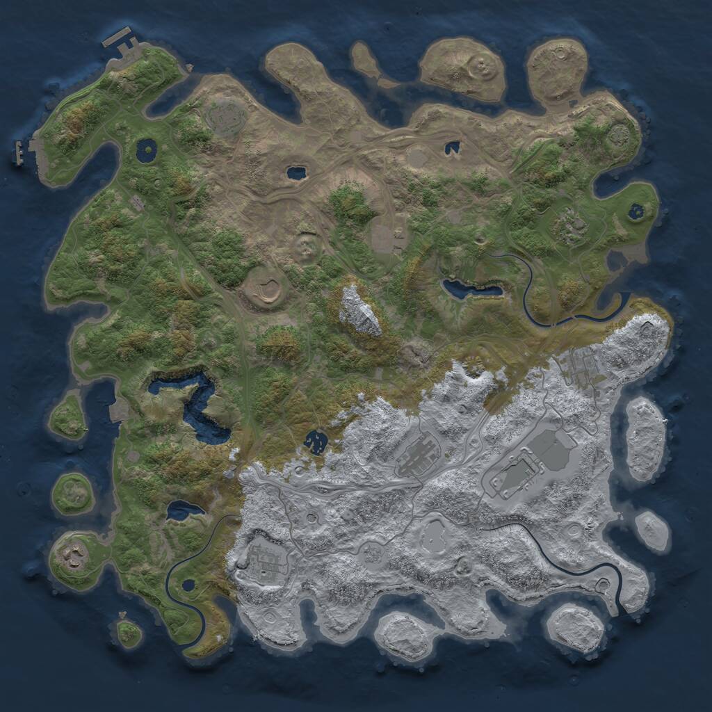 Rust Map: Procedural Map, Size: 4600, Seed: 3586011, 16 Monuments