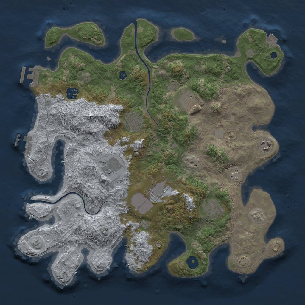 Rust Map: Procedural Map, Size: 3700, Seed: 783636189, 14 Monuments