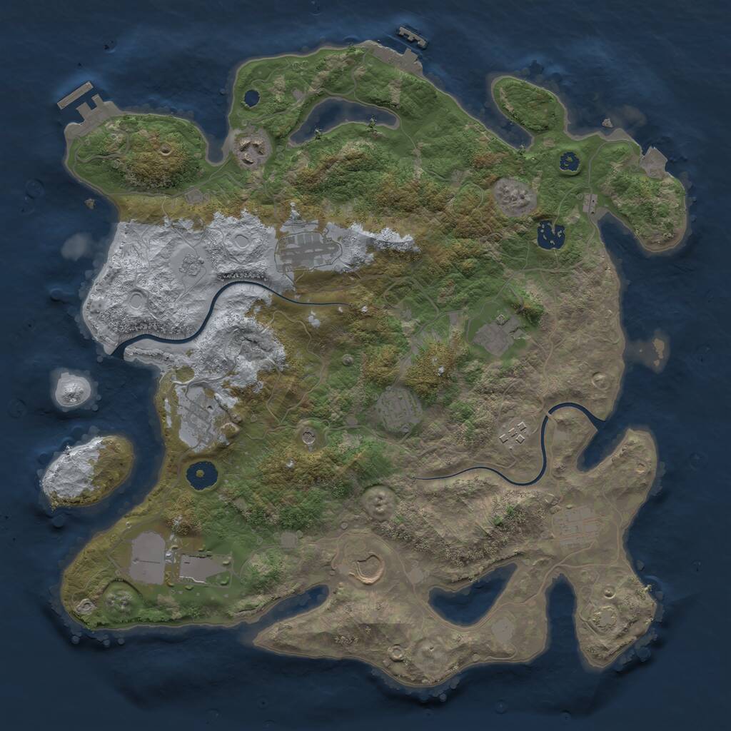 Rust Map: Procedural Map, Size: 3750, Seed: 1100833762, 16 Monuments