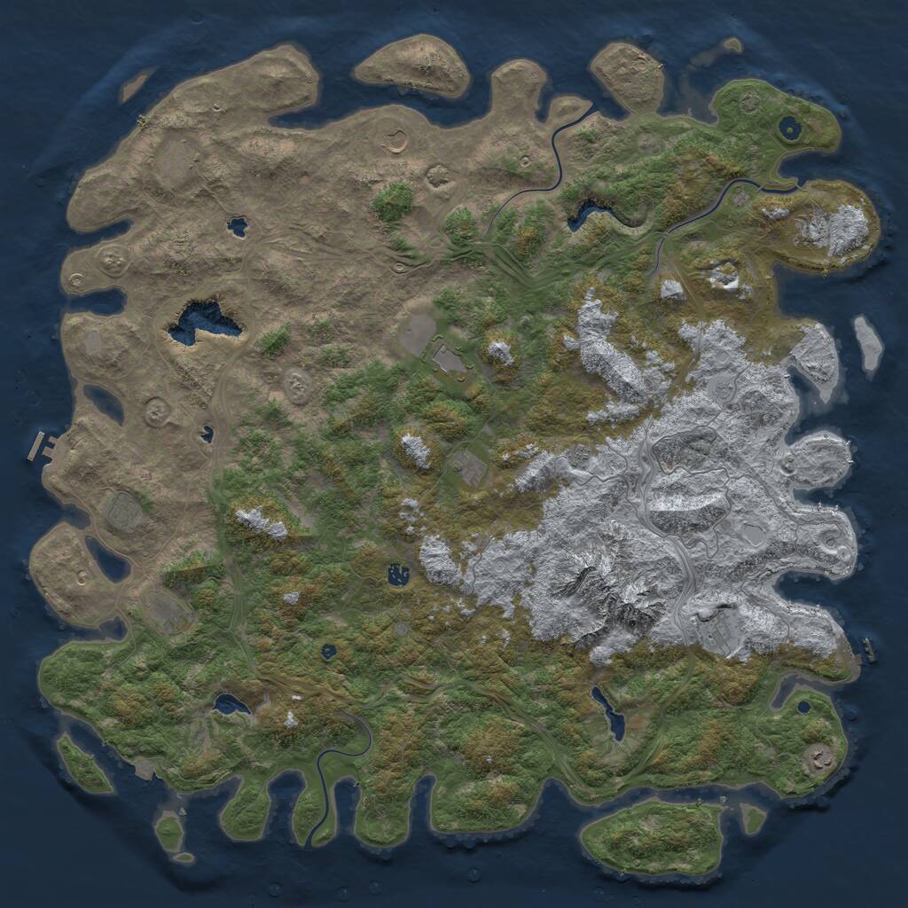 Rust Map: Procedural Map, Size: 6000, Seed: 50009, 17 Monuments