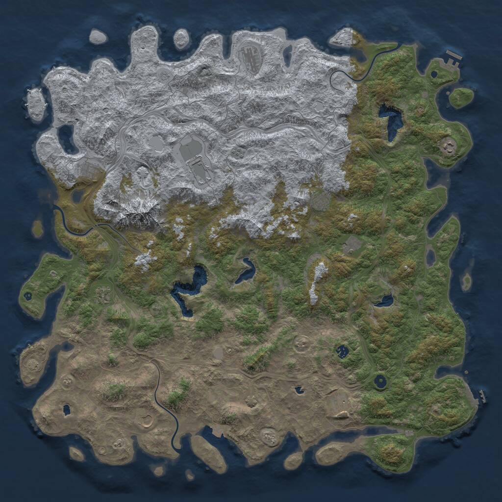 Rust Map: Procedural Map, Size: 6000, Seed: 236160270, 17 Monuments