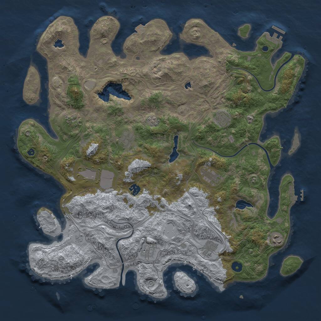 Rust Map: Procedural Map, Size: 4500, Seed: 2079143644, 16 Monuments
