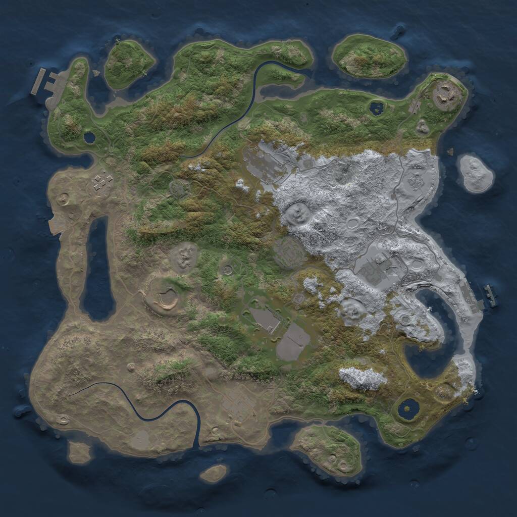 Rust Map: Procedural Map, Size: 3750, Seed: 346922837, 14 Monuments