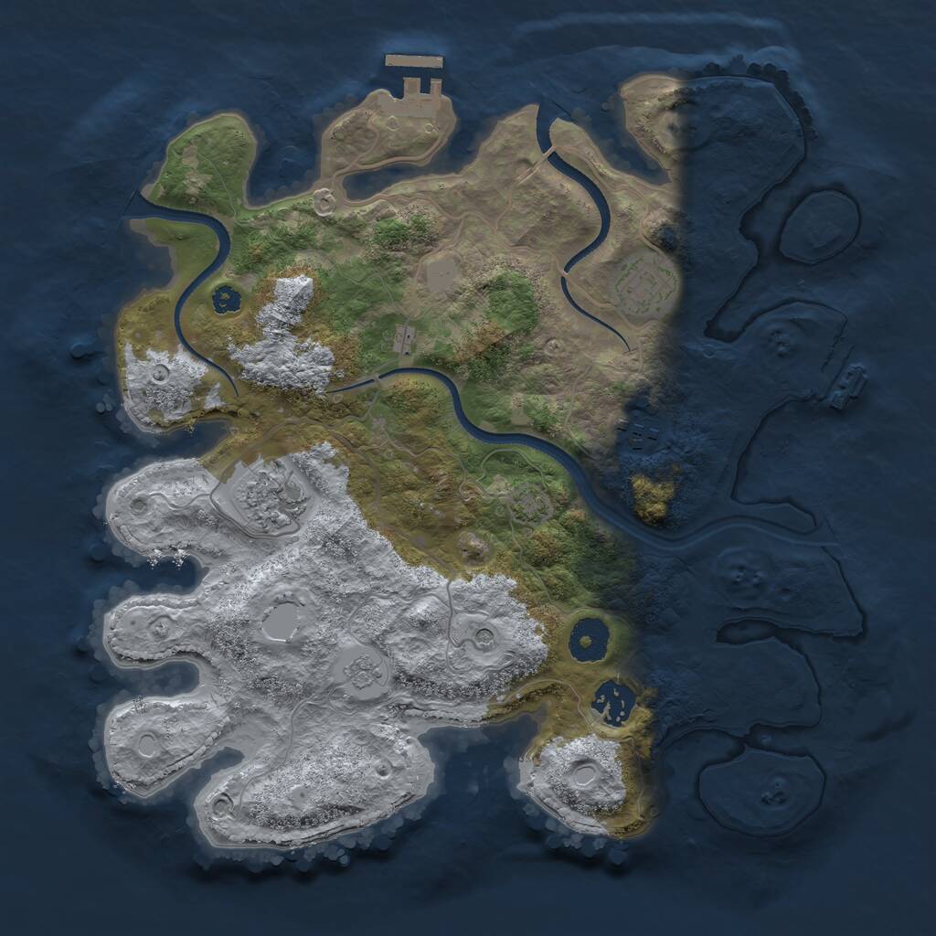 Rust Map: Procedural Map, Size: 3300, Seed: 1185334574, 10 Monuments