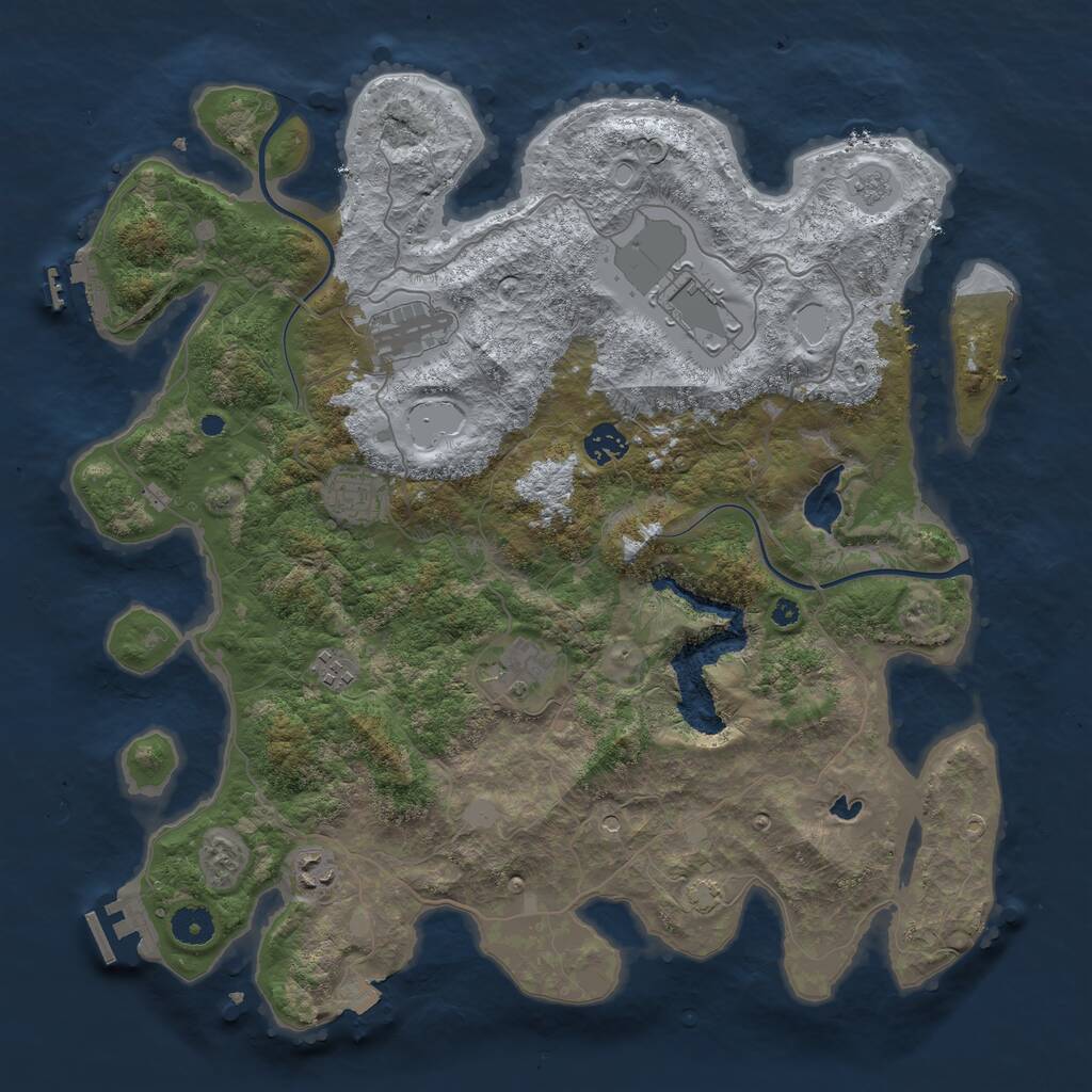Rust Map: Procedural Map, Size: 4000, Seed: 2881, 13 Monuments
